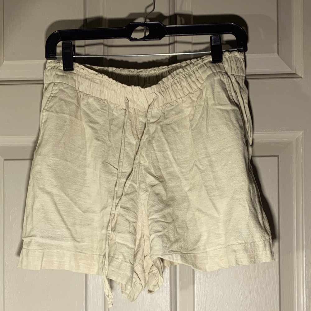 GAP shirt elastic drawstring linen natural pockets medium
